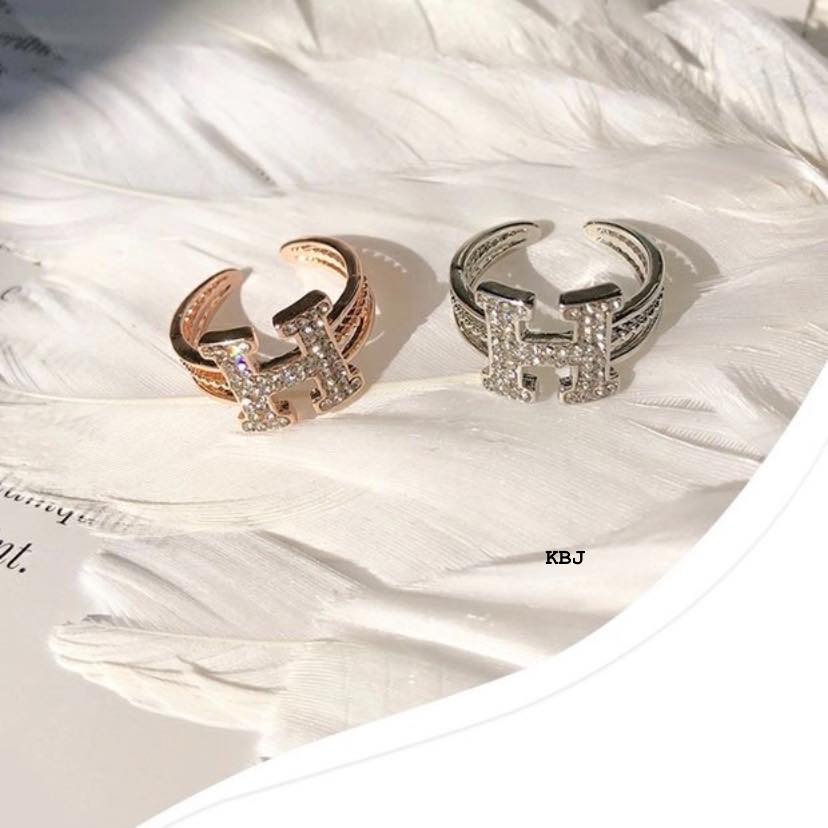 Nhẫn bạc nữ mặt chữ H chất liệu bac s925 MS95v