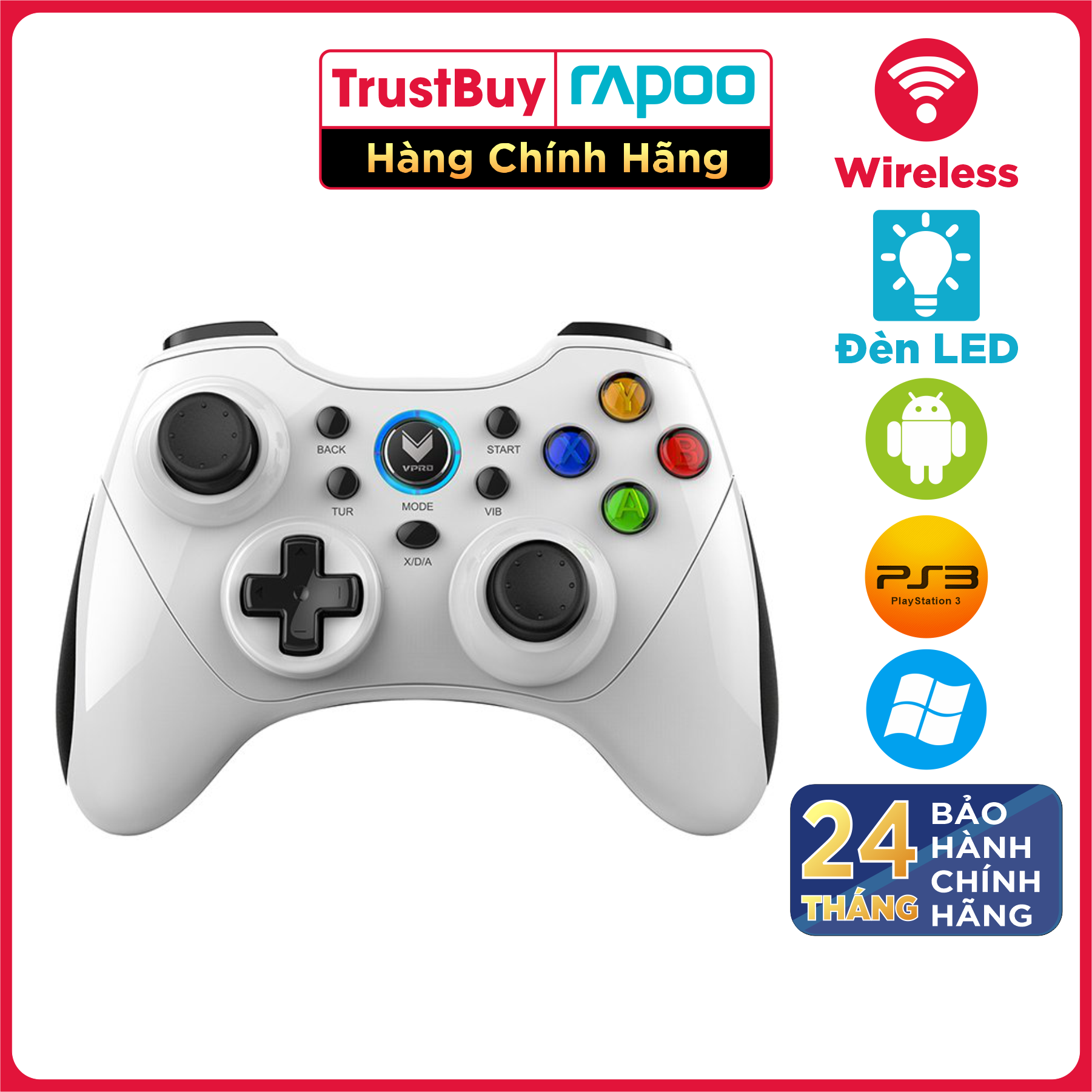 Tay Cầm Chơi Game RAPOO V600S Không Dây Tương Thích PC, Laptop, PS, XBOX, Android - Hàng Chính Hãng