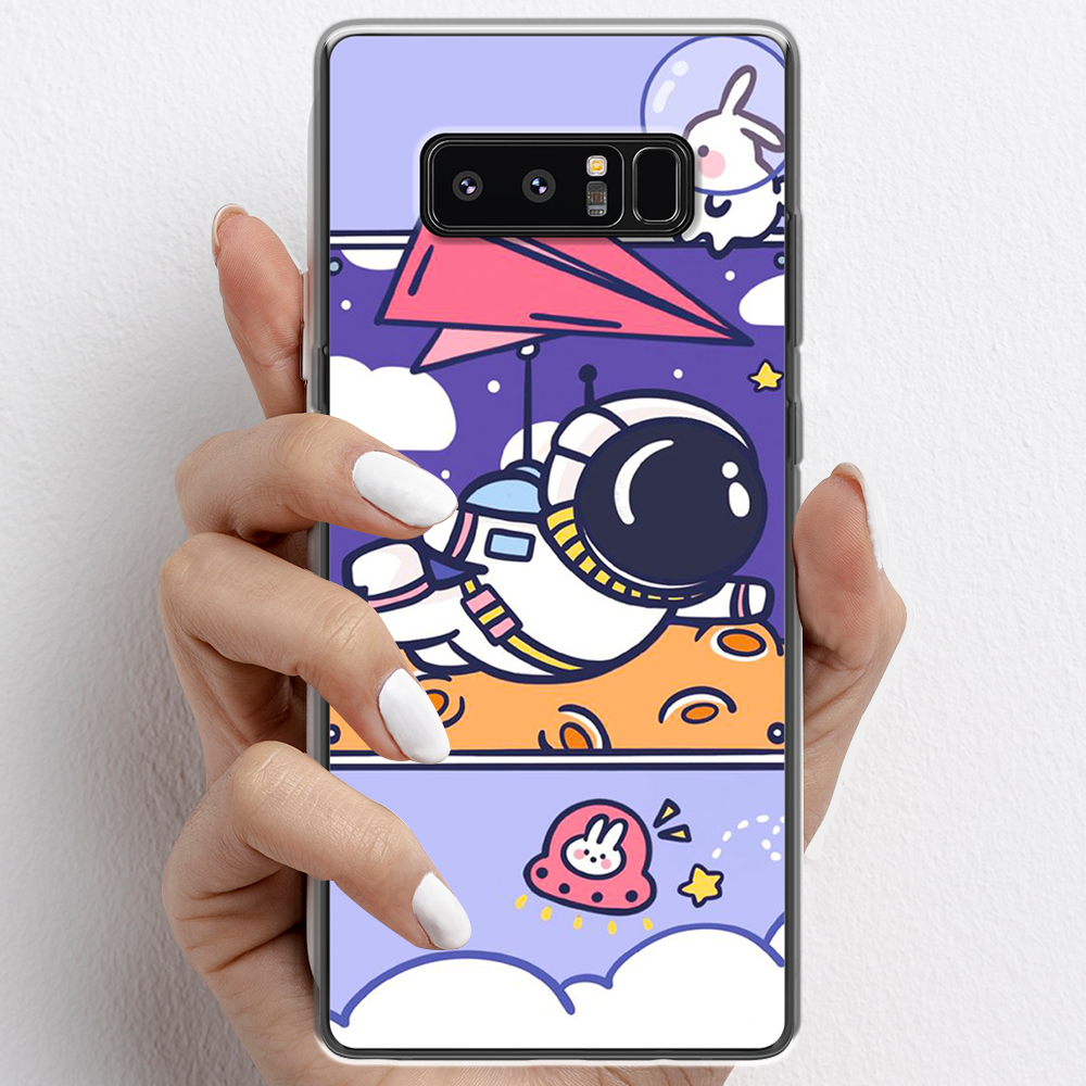 Ốp lưng cho Samsung Galaxy Note 8 nhựa TPU mẫu Phi hành gia tím