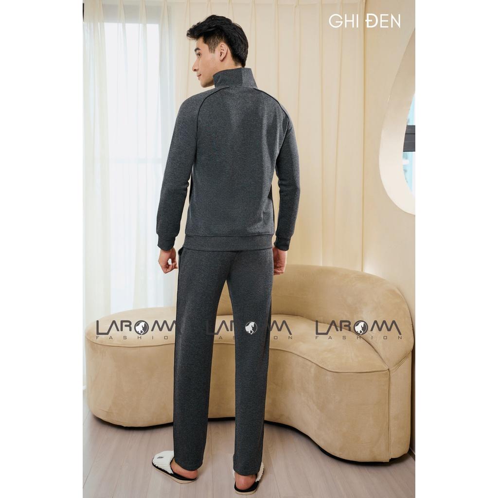 Bộ Quần Áo Nỉ Thu Đông Khóa Kéo Laroma Cho Nam | Sọc Đơn - Giữ Ấm - Vải Thơm - Kháng Khuẩn