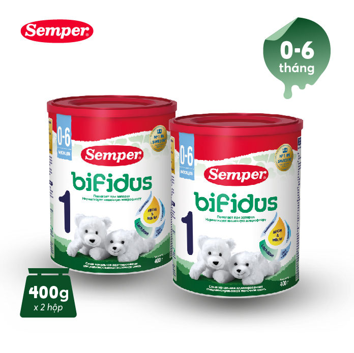 Combo 2 Sữa bột công thức Semper Bifidus số 1 400g/hộp