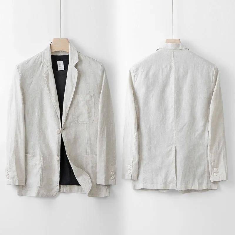 Hình ảnh Áo vest Blazer Linen nam,Blazer nam Đũi Việt 2 cúc, form rộng chất vải linen mềm mại phong cách trẻ trung