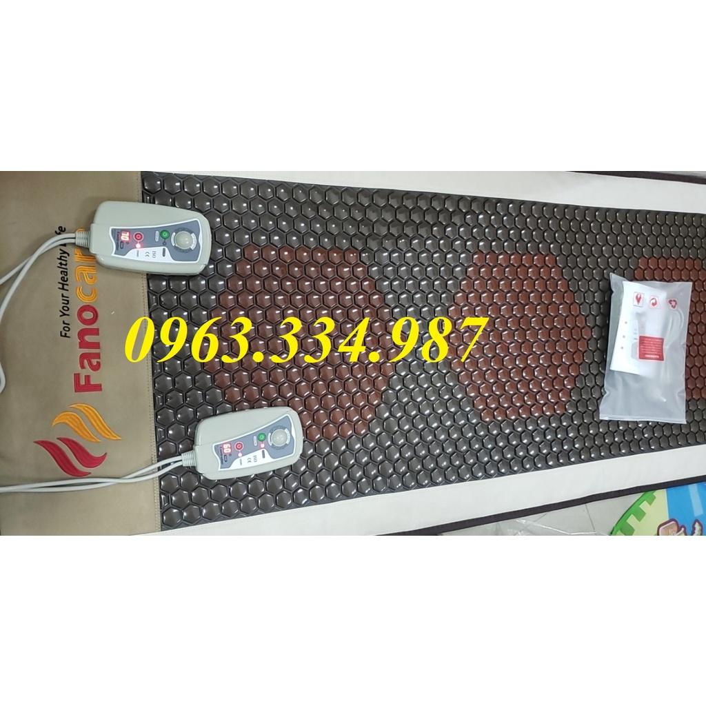 Thảm/Nệm đá nhiệt nóng Fanocare KT 70x170x3.5cm FN70R đá tròn đen (Tặng kèm 1 gối đá tourmaline)