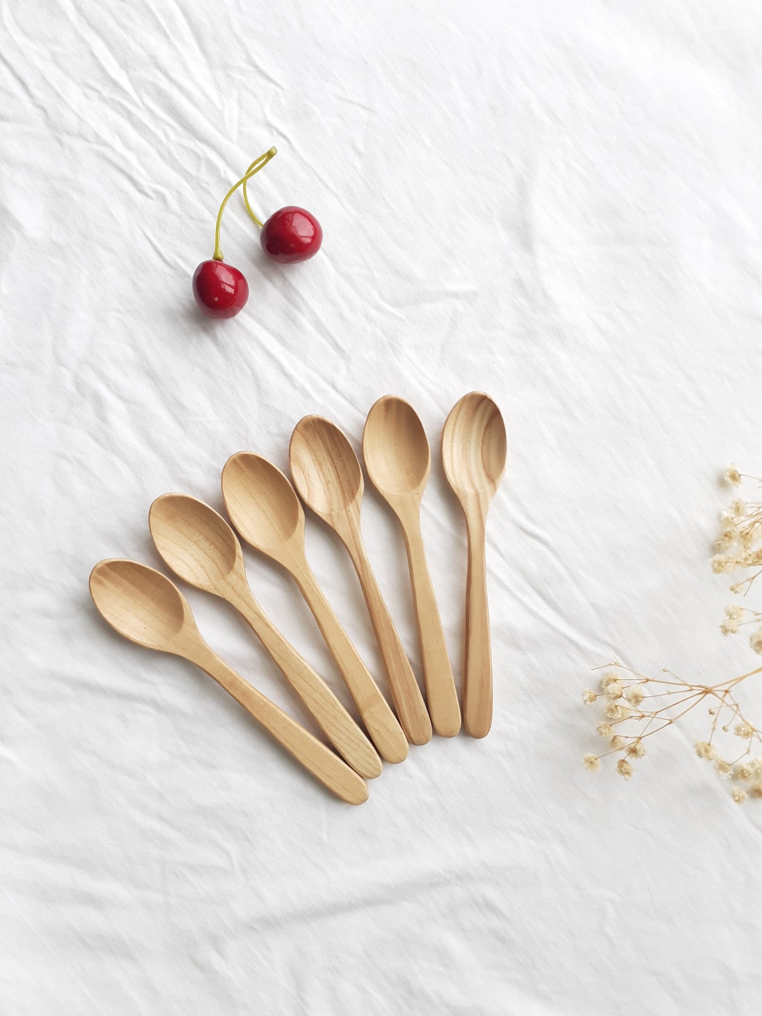 Bộ 6 thìa uống sinh tố, cafe GỖ TẦN BÌ cỡ vừa 14.5 cm x 2 cm