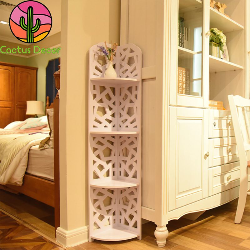 Giá - Kệ góc 4 tầng nan hoa để nhà tắm chống nước, chịu lực tốt
