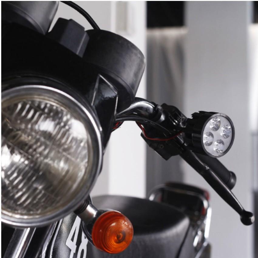 ️️ Đèn Led trợ sáng xe máy gắn chân gương 6401 (2 đèn) Tặng 1 Đèn Led Gắn van xe M 307.