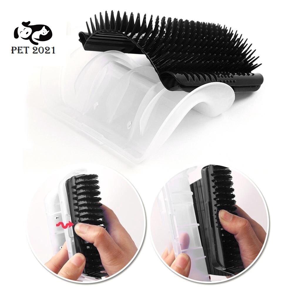 Lược chải lông gãi ngứa gắn tường tự massage rụng cọ má cho mèo tặng gói catnip