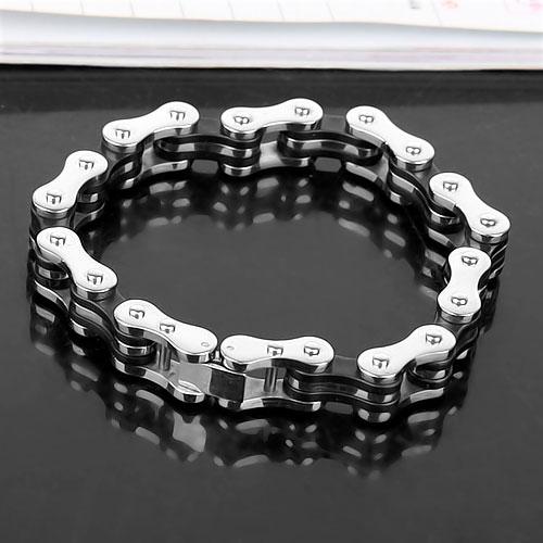 Bike Chain Style Stainless Steel Mens Bracelet w/ Gift Box