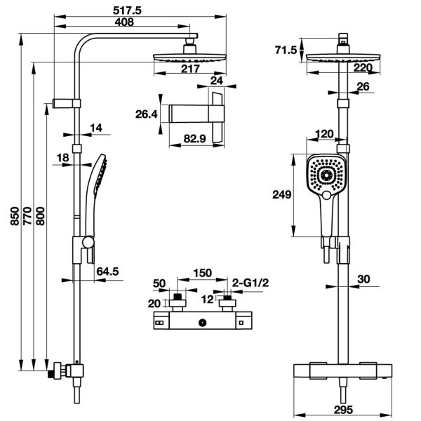 Thanh Sen Kết Hợp Có Bộ Trộn Điều Nhiệt Hafele Intensity 495.60.102