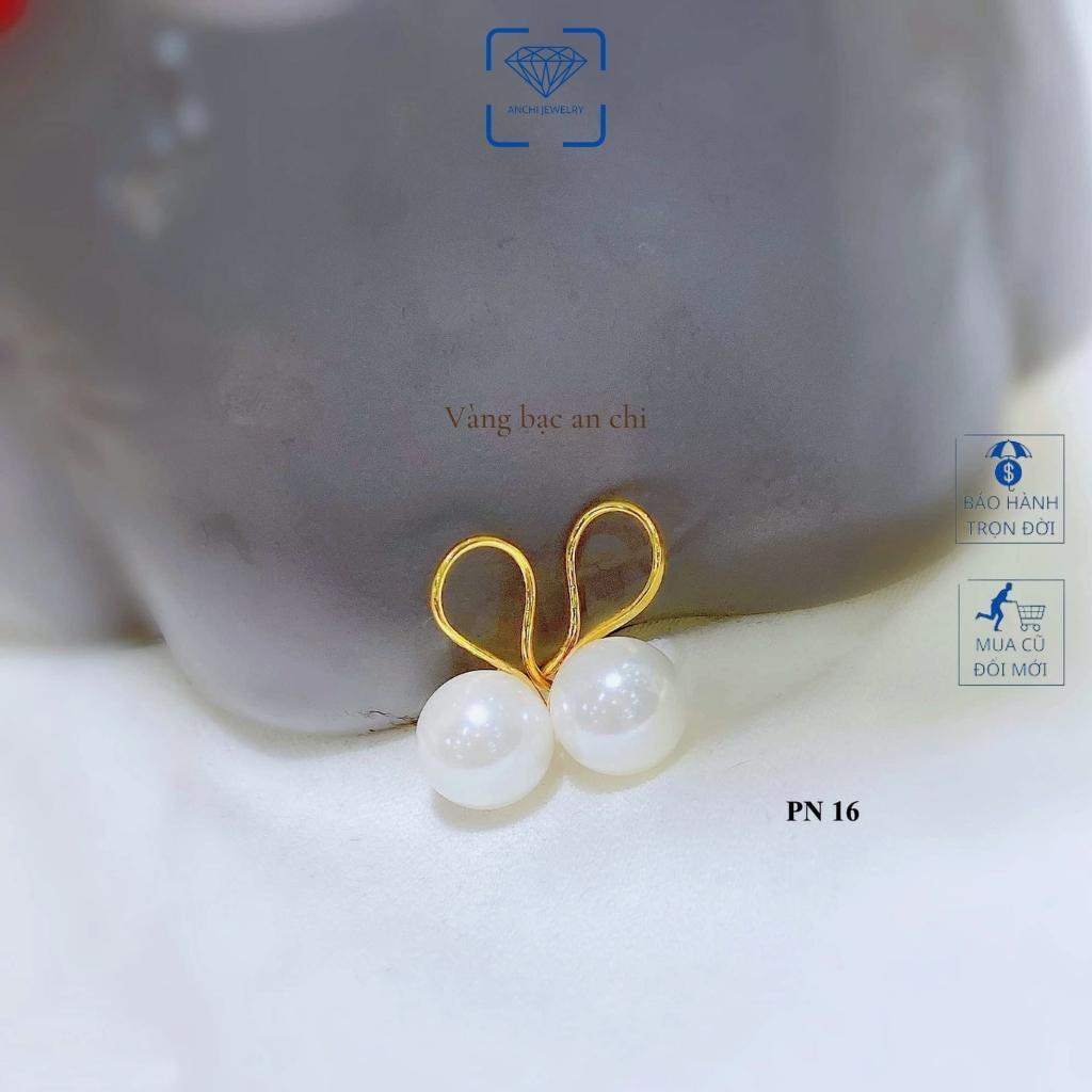 Bông tai hạt trai chuôi 10k có giấy của tiệm vàng, trang sức Anchi jewelry