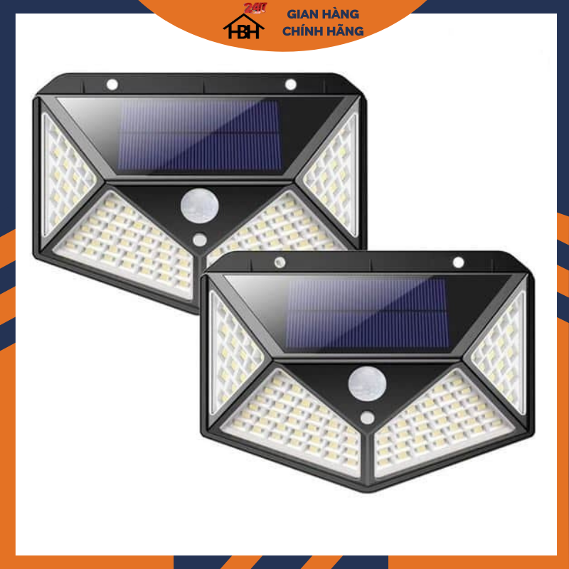 Combo 2 Đèn Led cảm biến chuyển động - năng lượng mặt trời Solar 100 Led 3 chế độ hoạt động