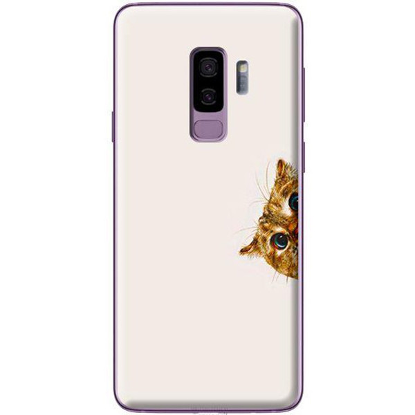 Ốp Lưng Dành Cho Samsung Galaxy S9 Plus Mèo Nền Trắng Nửa Mặt