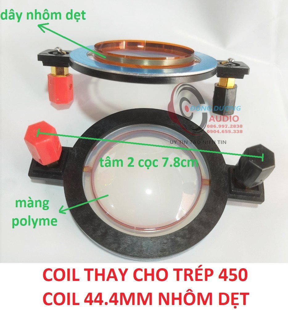 TRÉP KÈN 450 B&amp;C TỪ ĐƠN 120 COIL 44.4 DÂY NHÔM DẸT MÃ.DH4508 - MÀNG POLYME 6 CẠNH - KÈM BÍCH 450 REN NGOÀI