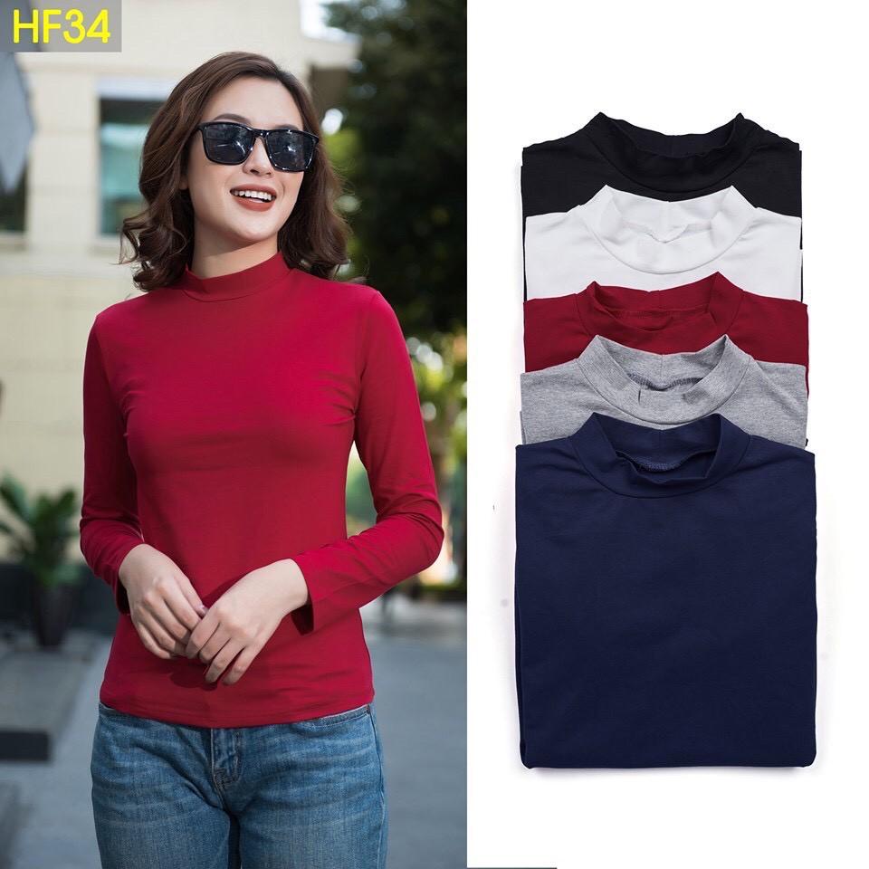 Áo giữ nhiệt Thu Đông Nữ Nhật Bản, cổ cao 3cm sinh nhiệt giữ ấm rất tốt, vải cotton