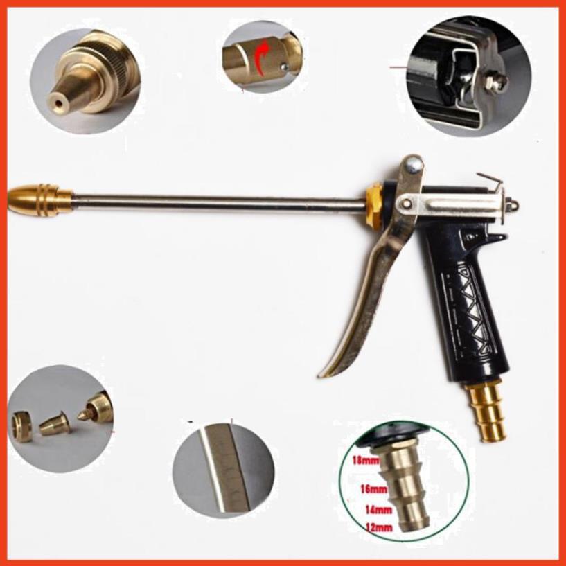 Bộ dây vòi xịt nước rửa xe, tưới cây . tăng áp 3 lần, loại 7m, 10m 206318 đầu đồng, cút,nối đen