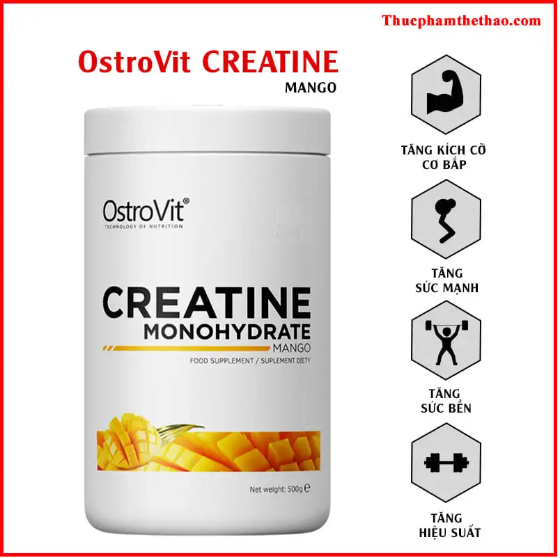 Ostrovit Creatine 500g - Tăng sức mạnh cơ bắp - Tăng hiệu suất tập luyện - nhiều mùi vị - xoài