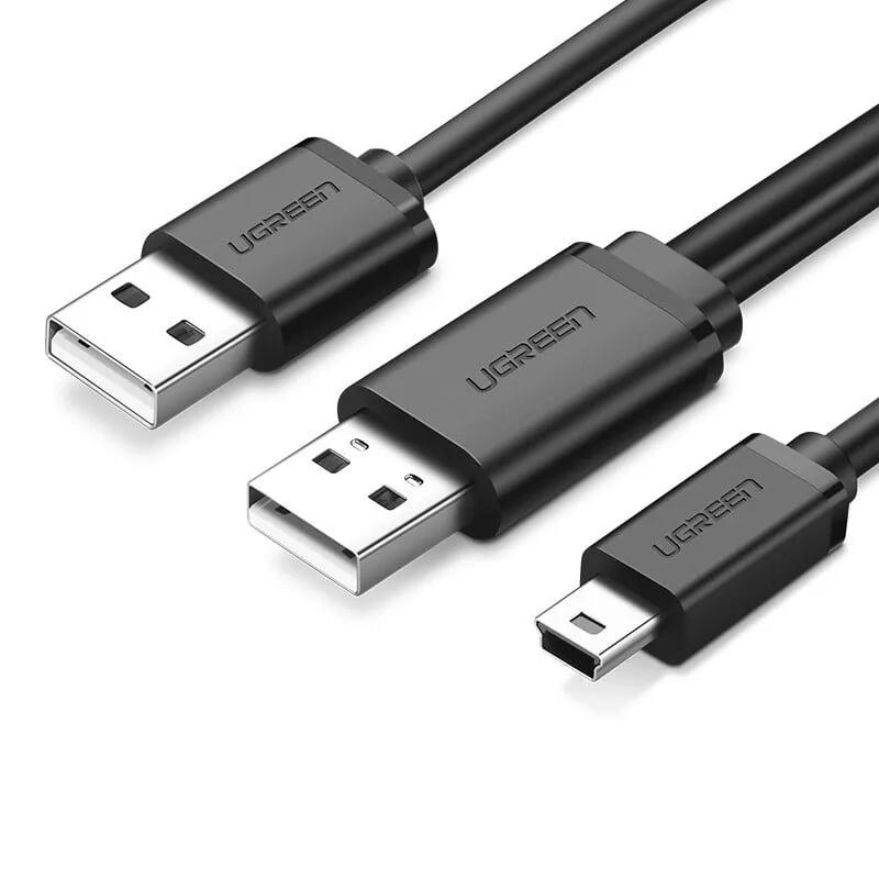 Ugreen 10346 0.5M màu Đen Cáp sạc truyền dữ liệu USB 2.0 sang MICRO USB có trợ nguồn USB US107 - Hàng chính hãng