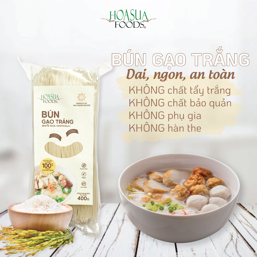 Bún gạo trắng Hoa Sua Foods 400g