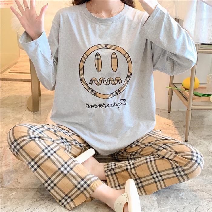 Đồ Mặc Nhà Cổ Tròn, Bộ Ngủ Nữ Cotton Thun Áo Dài Quần Dài Nhiều Họa Tiết Dễ Thương DDTT05