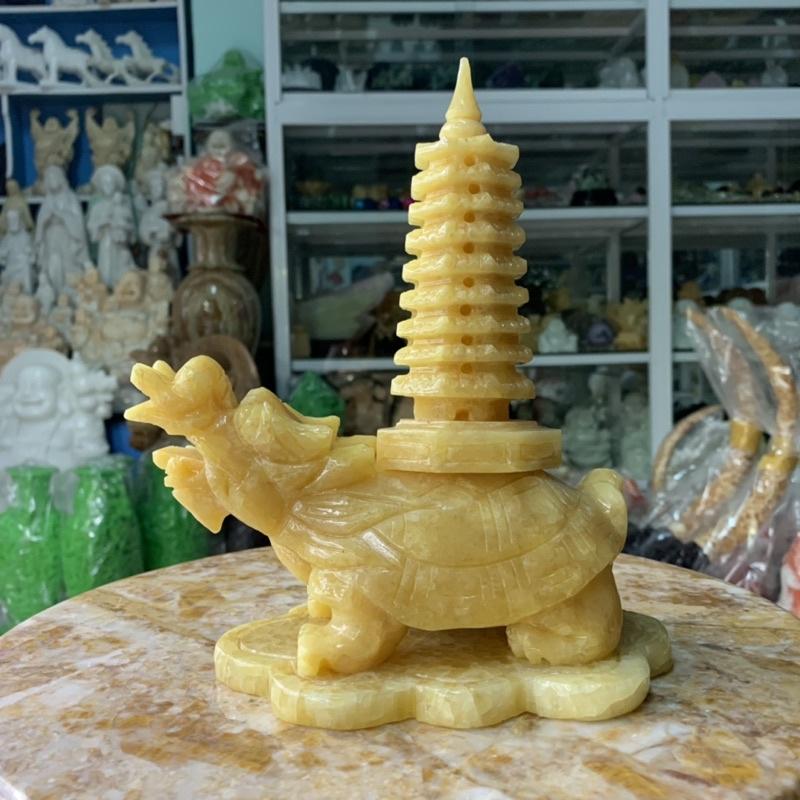 Cụ Long Quy Cõng Tháp Văn Xương Đá Ngọc Hoàng Long - cao 22cm