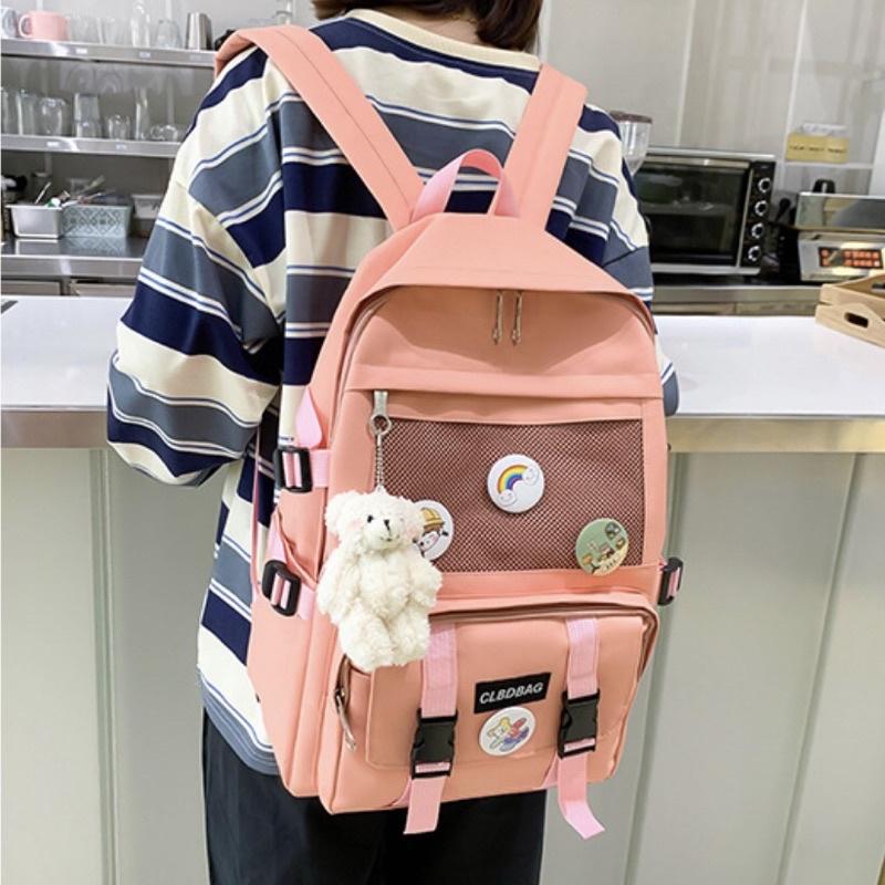 4 món BALO ULZZANG 2 LỚP CHỐNG NƯỚC THỜI TRANG ĐI HỌC ĐI CHƠI DẼ THƯƠNG - Cặp xách dễ thương BL054