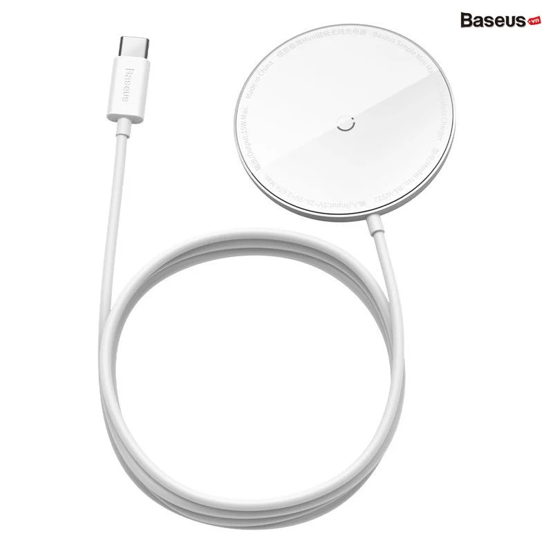 Đế sạc không dây nam châm Baseus Simple Mini Magnetic Wireless Charger - hàng chính hãng