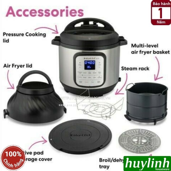 Nồi áp suất điện kết hợp chiên không dầu Instant POT Duo Crisp 11-in-1 - 8 lít - 11 chức năng - Hàng chính hãng