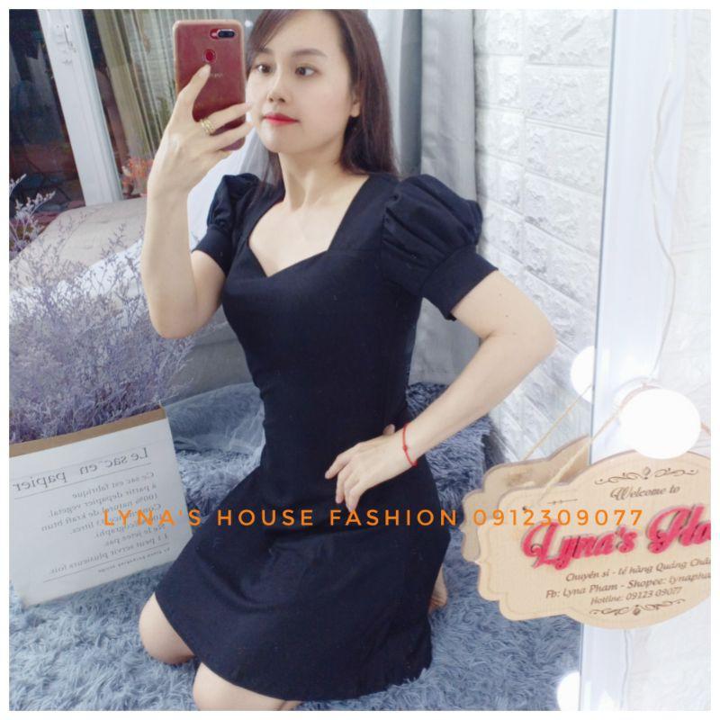 Váy Body Vai Bồng Tay Ngắn Cela Dress - Dáng Chữ A Cổ Vuông Chất Thun Cotton Mịn Đẹp - LH122