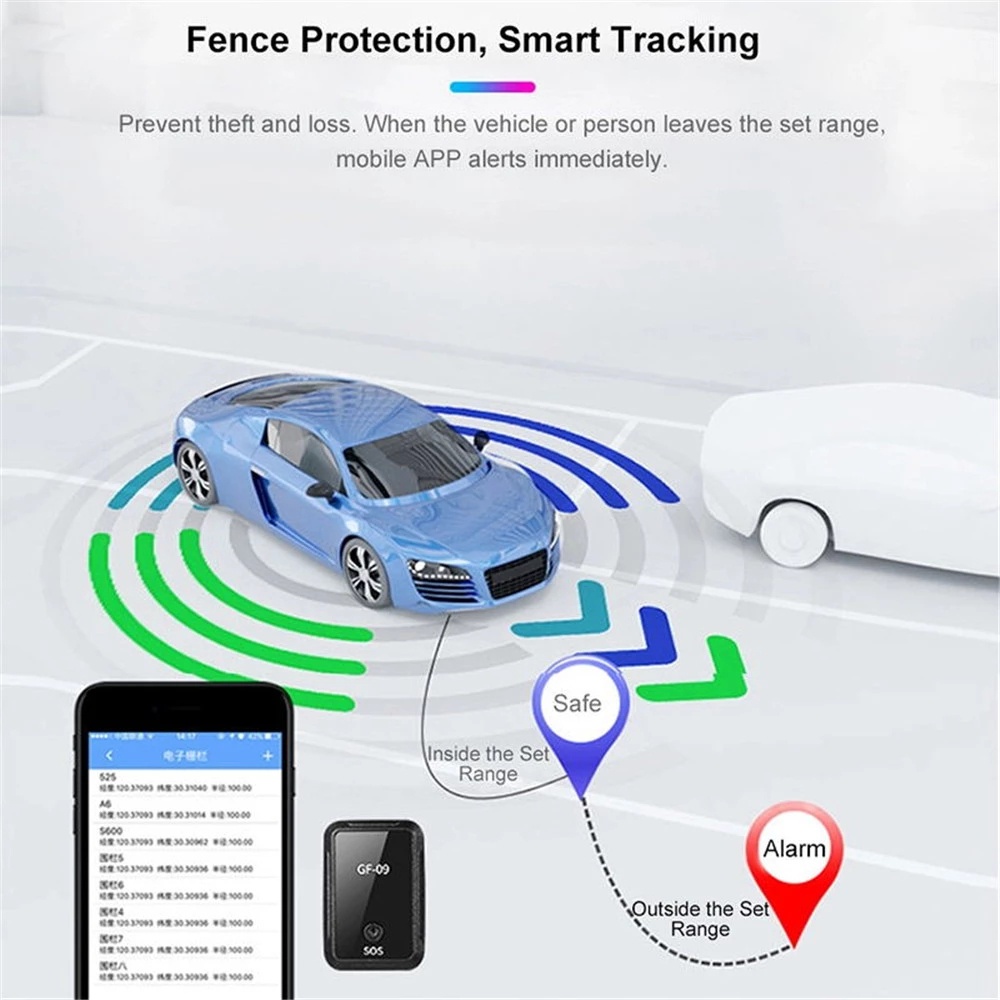 Định vị và ghi âm GF09 theo dõi và quan sát từ xa trên điện thoại, sử dụng App 360 GPS, không dây có pin chờ tầm 3-4 ngày