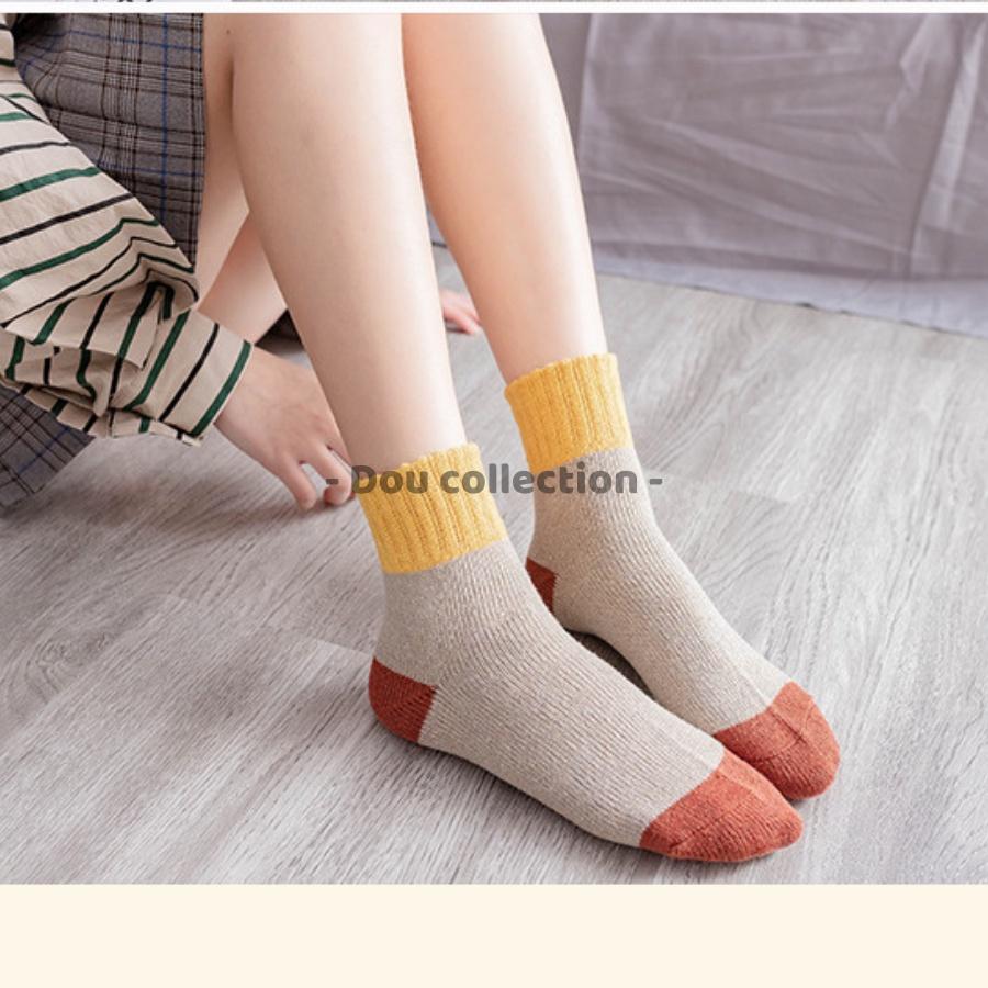 Vớ Tất Cotton Unisex Cổ Cao Retro Phối Nhiều Màu Phong Cách Nhật Bản Thời Trang Thu Đông - Mã TV023