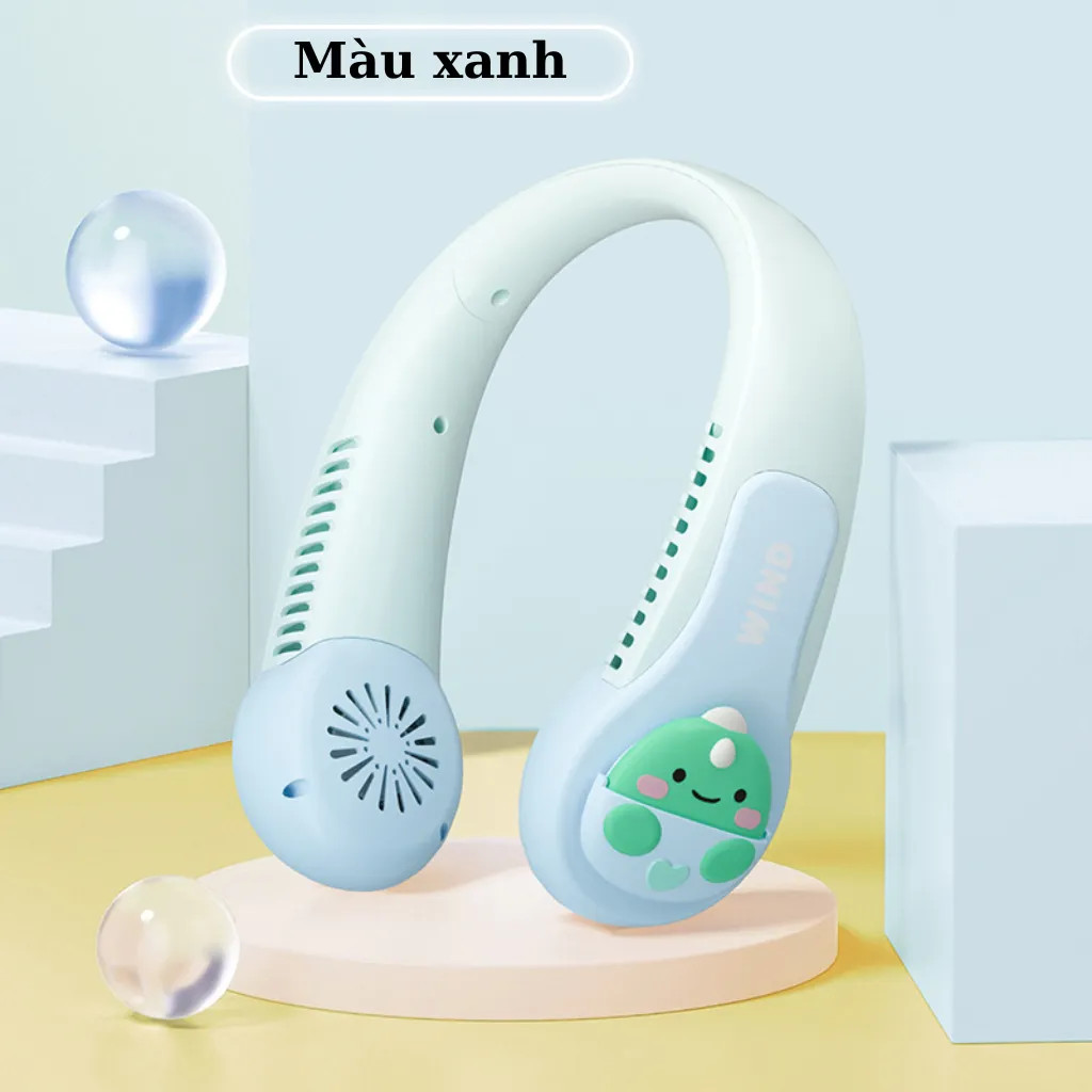 Quạt Đeo Cổ Mini Không Cánh WIND hình thú 2 bên siêu cute CS1330 - JL - GIAO NGẪU NHIÊN