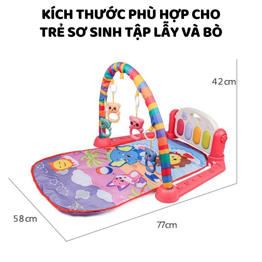 Thảm nhạc cho bé sơ sinh nằm chơi Piano Gym, Khỉ, Voi, Hươu, Cá heo đồ chơi cho bé vận động 4 giác quan thông minh - Mẫu ngẫu nhiên - GDHN Loại Tốt