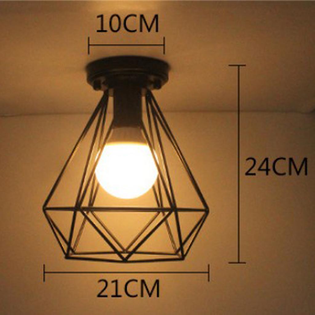 Vintage Metal Wire Diamond Loft Pendant Ceiling Light Lamp Cage Shade Holder E27