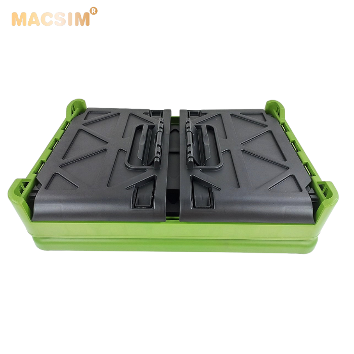 Hộp đựng đồ xếp gọn 2 ngăn 50L kích thước 50cm x 34cm x 31cm - hộp đựng đồ trong cốp ô tô nhãn hiệu Macsim chất liệu PP cao cấp màu đen pha xanh lá