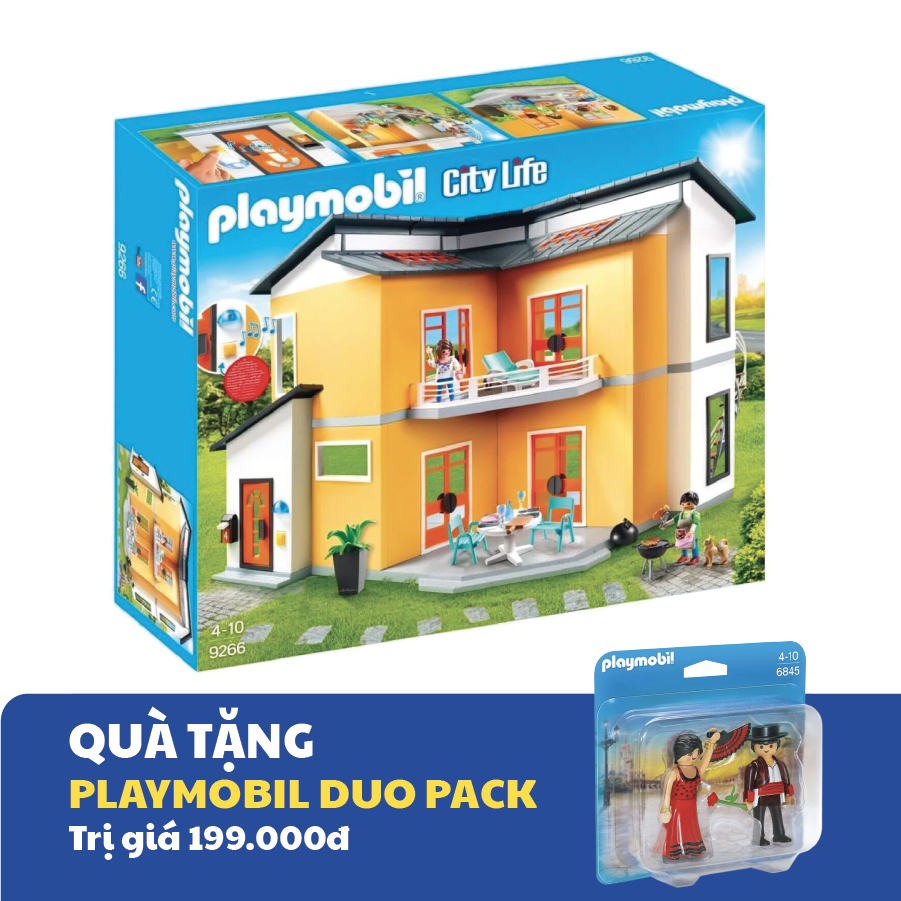 Đồ chơi mô hình Playmobil Biệt thự hiện đại kèm nhân vật, nội thất và hiệu ứng đèn &amp; âm thanh 137 pcs