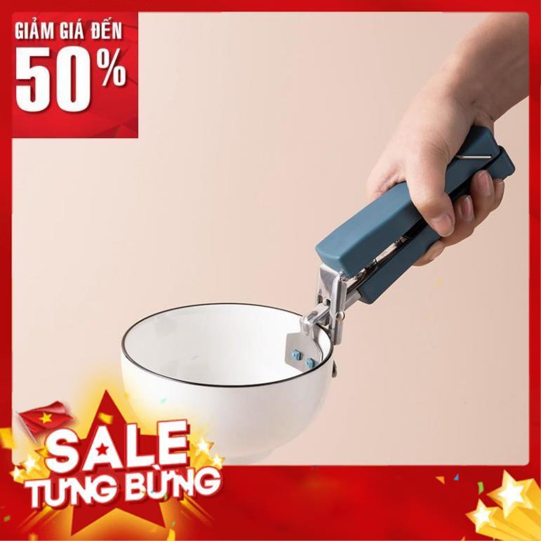 Dụng cụ kẹp gắp đồ nóng thức ăn đa năng inox chống phỏng kèm COMBO găng tay, miếng lót nồi silicon