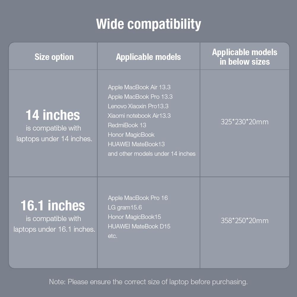Túi đựng laptop Nillkin giúp tản nhiệt chống trầy kích thước 14 / 16.1 inch