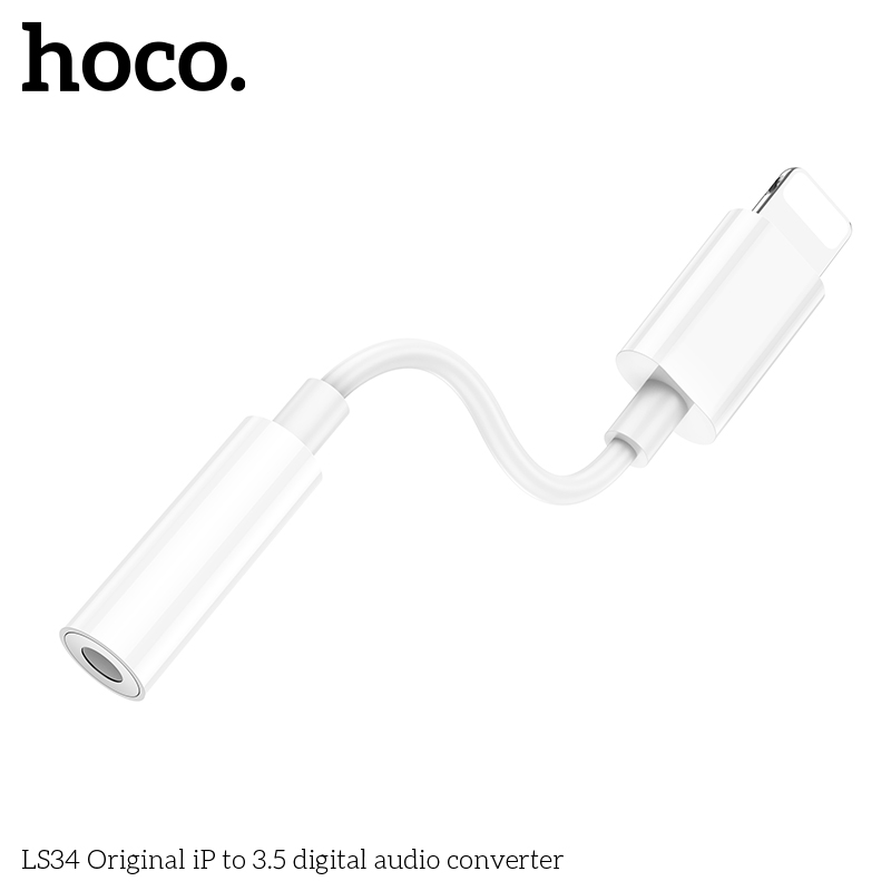 Cổng chuyển đổi Hoco LS34 từ cổng I.p to 3.5mm, hàng chính hãng hỗ trợ vừa nghe nhạc vừa mic đàm thoại dành cho Ip10/11/12/13/14