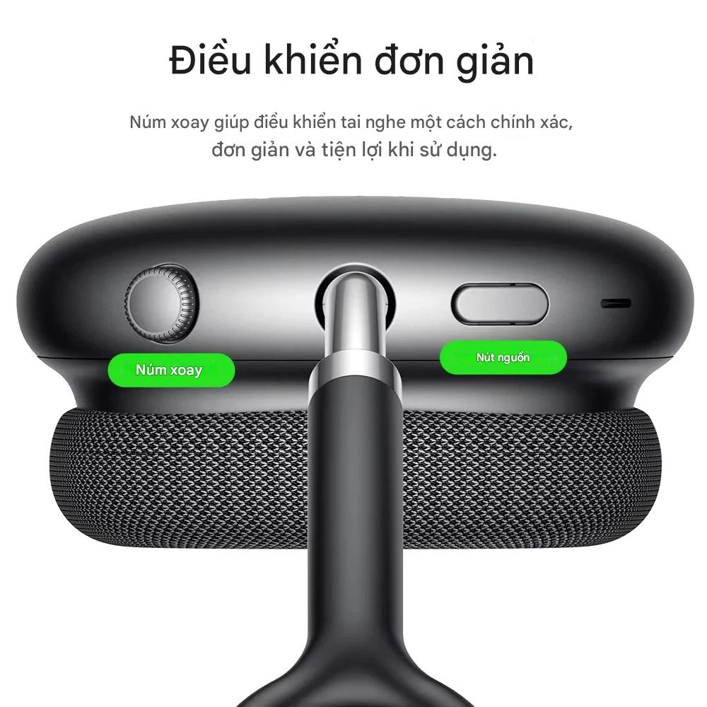 Tai nghe chụp tai Bluetooth V5.4 Hoco W55 phiên bản 90h có mic đàm thoại hỗ trợ khe cắm thẻ nhớ,cổng AUX, nghe nhạc (màu đen) - Hàng chính hãng