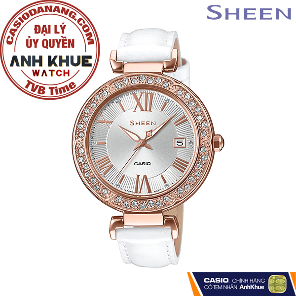 Đồng hồ nữ dây da Casio Sheen chính hãng SHE-4057PGL-7AUDF