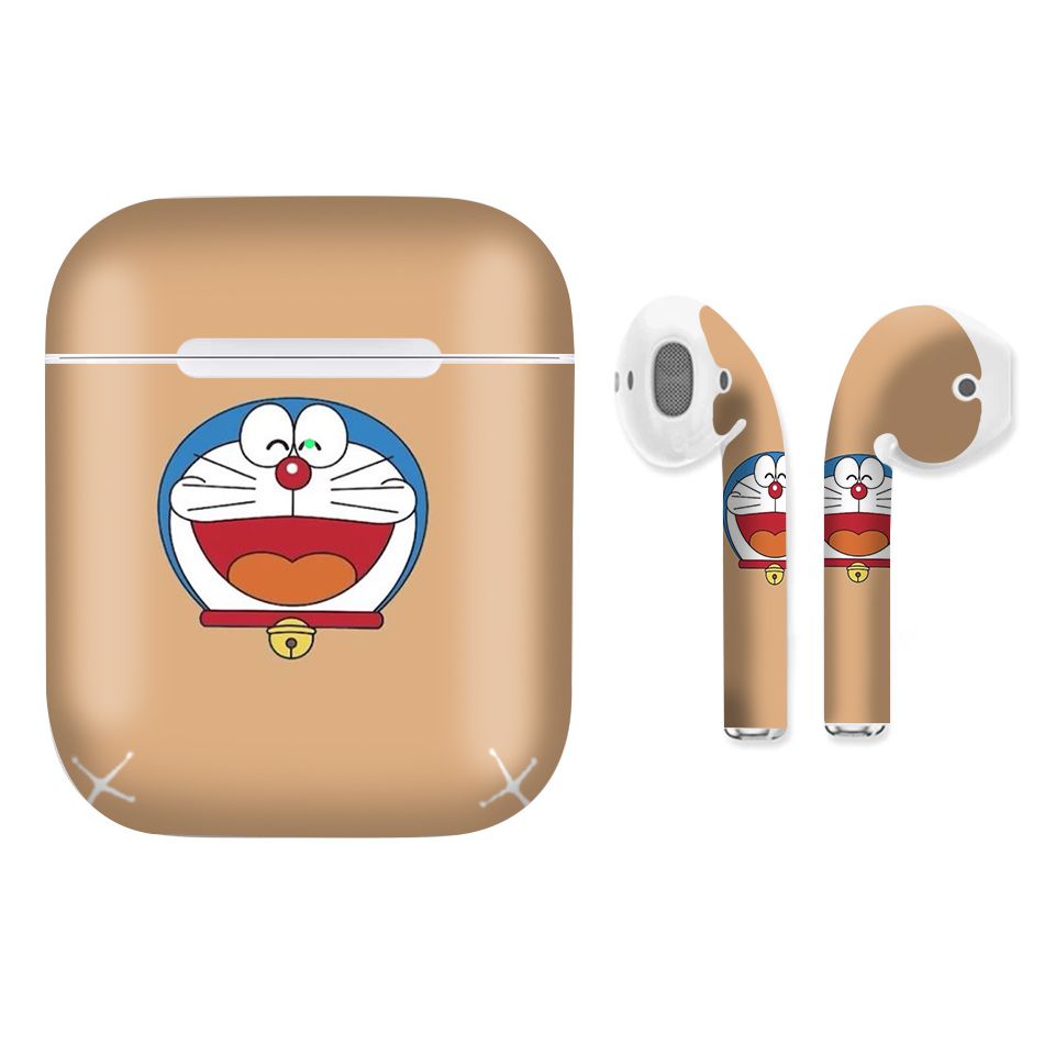 Miếng dán skin chống bẩn cho tai nghe AirPods in hình Doremon - Dor007 (bản không dây 1 và 2)