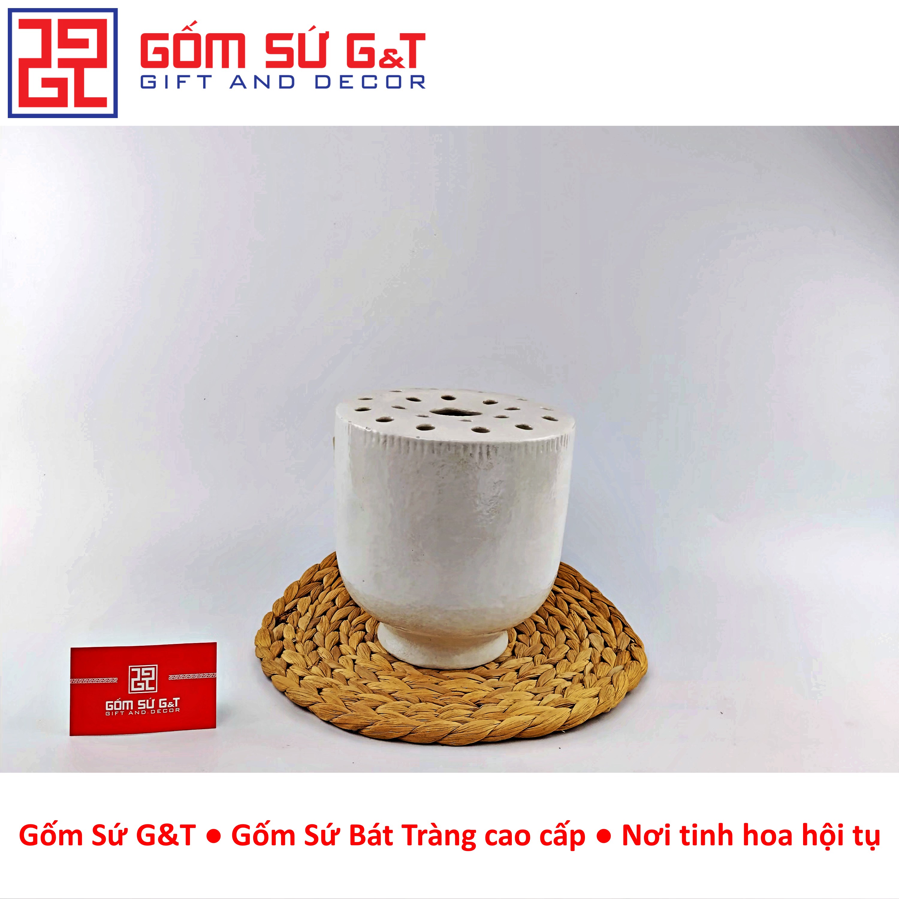 Lọ hoa dáng đài sen Gốm Sứ G&amp;T