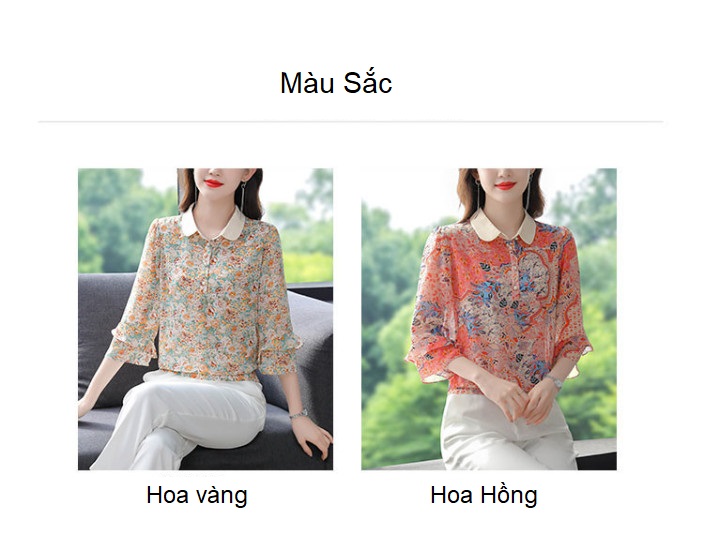 Áo sơ mi nữ voan hoa kiểu phương Tây áo sơ mi đẹp mã 3651