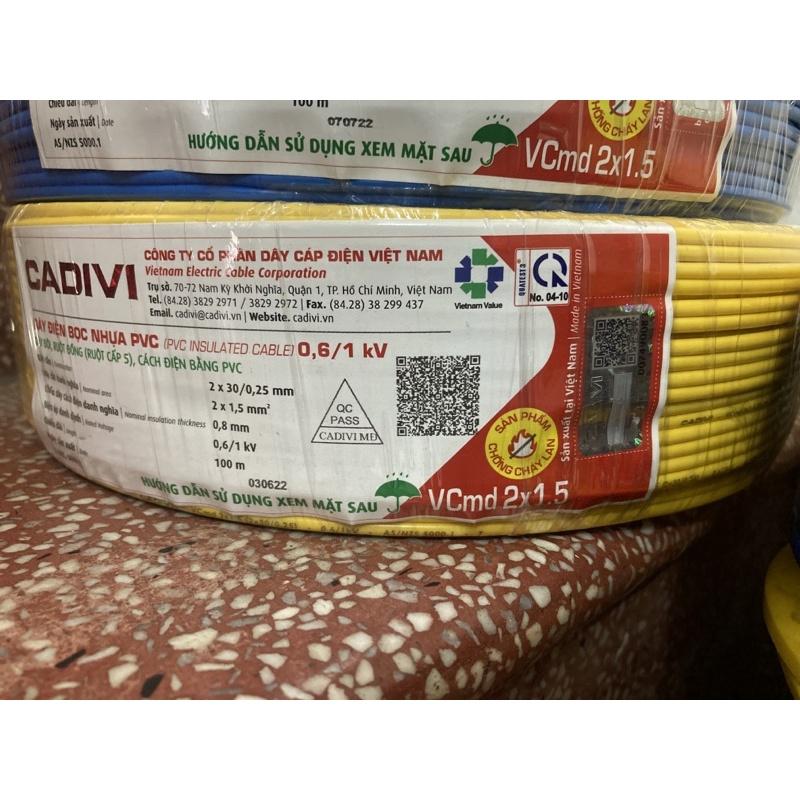 Dây cáp điện Cadivi mềm ọc nhựa Pvc VCm 1,5 & Vcm 2,5 - Cuộn 100 mét