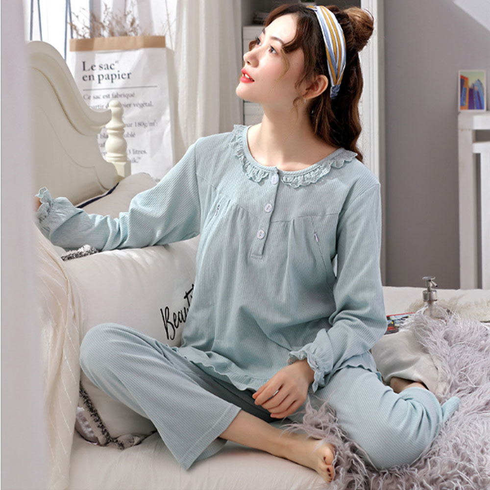 Bộ Đồ Bầu Và Sau Sinh Dài Tay Azuno AZ0976 Mặc Nhà Cao Cấp 100% Cotton Chất Mát, Mềm Mại, Không Nhăn