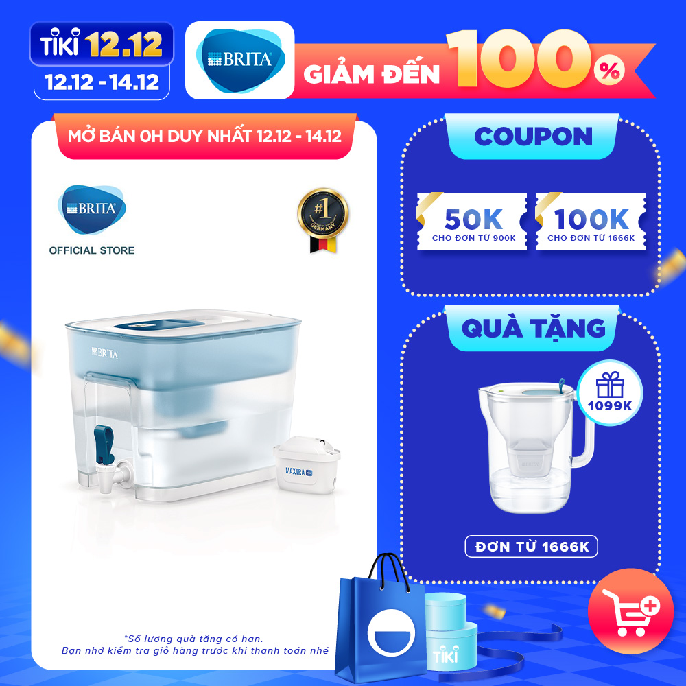 Bình Lọc Nước BRITA Flow Basic Blue - 8.2L (Kèm Maxtra Plus) - Hàng Chính Hãng