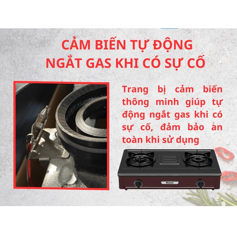 Bếp gas 7 tấc Rinnai RV-A271R(EB), Chén đồng có ngắt gas tự động - Hàng chính hãng