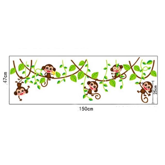Decal dán tường 5 chú khỉ