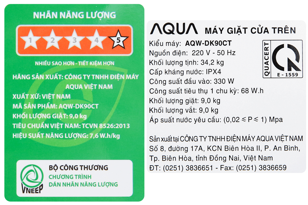 Máy giặt Aqua Inverter 9 Kg AQW-DK90CT S