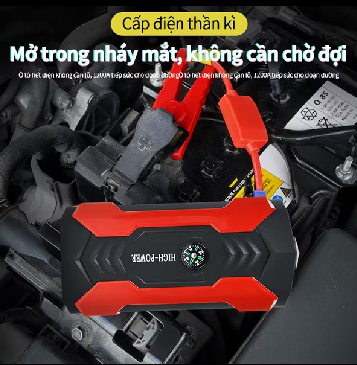 bộ kích bình ắc quy xe máy ôtô 4 cổng USB kiêm đèn pin sạc dự phòng đa năng